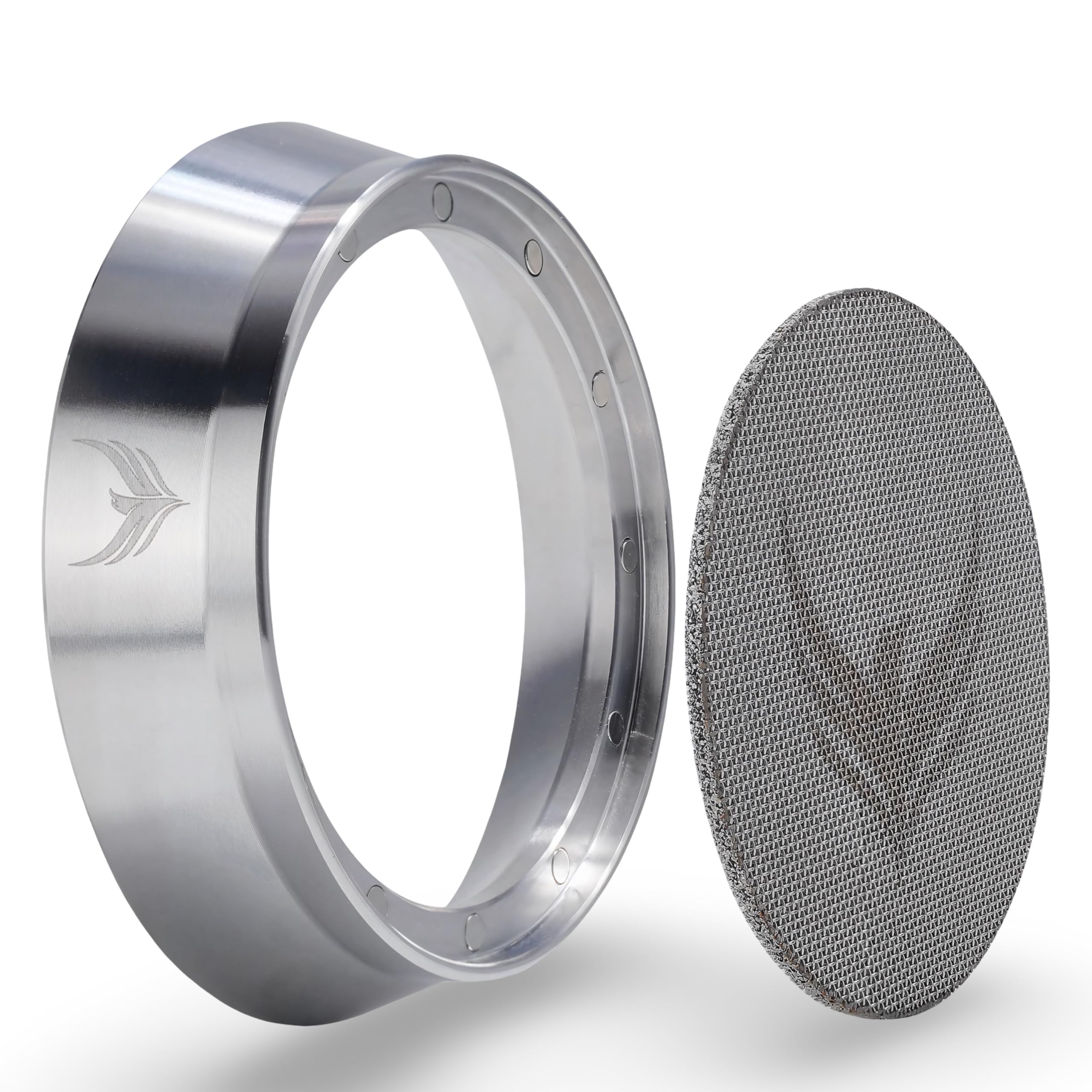 KNODOS 54mm Espresso Dosing Funnel and Puck Screen Set Magnetic Coffee Dosing Ring and Filter for 54 mm Sage Portafilter Basket