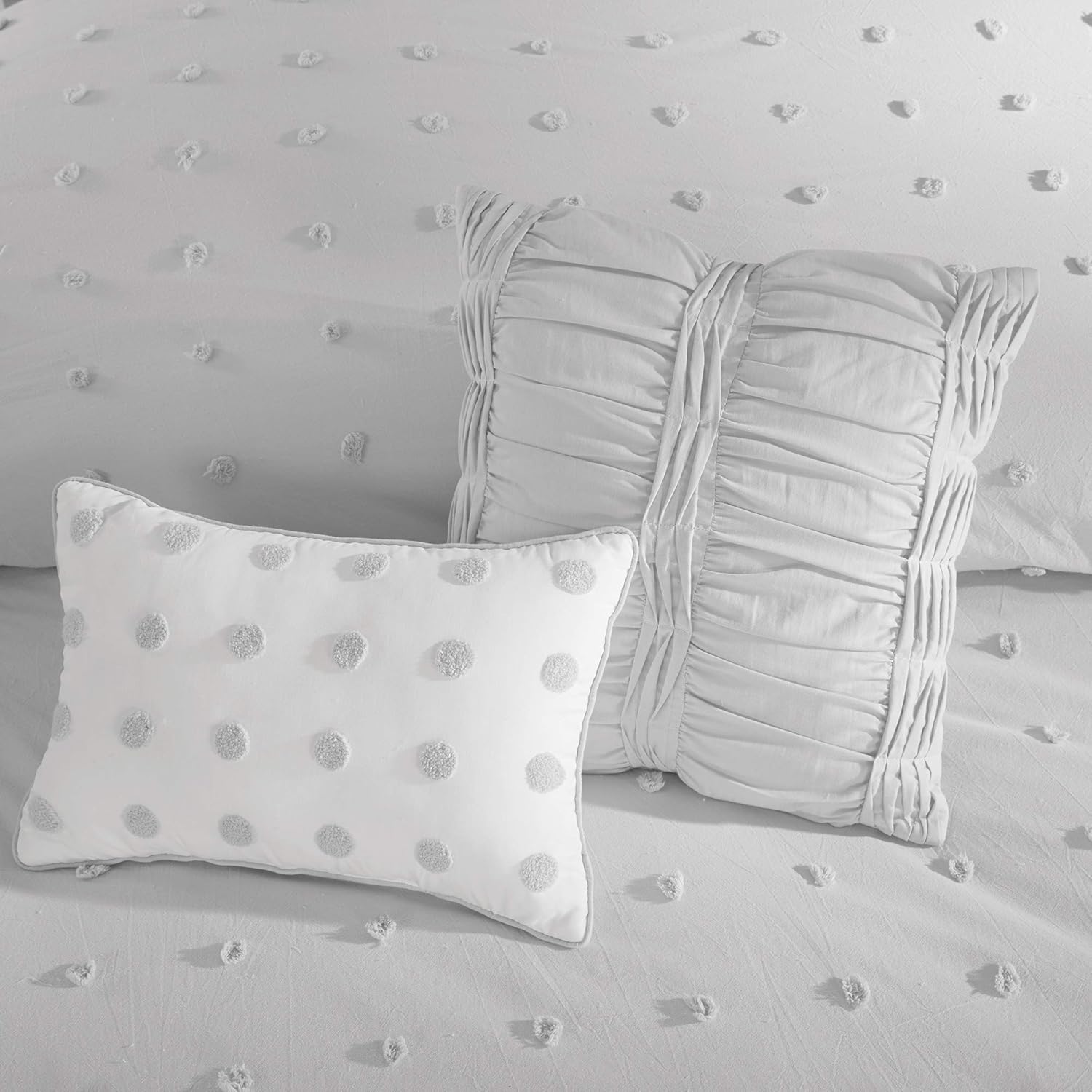 Urban Habitat Brooklyn 5 Pieces Cotton Tufted Jacquard Bedding Comforter Set For Bedroom, Full/Queen(88"x92"), Grey: Home & Kitchen