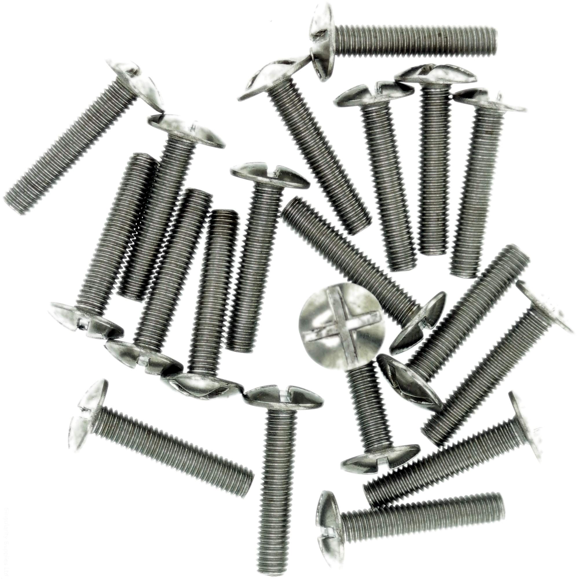 M6 (6mm x 16mm) Slot Mushroom Machine Screw (Bolt) (Crossed) - Stainless Steel (A2) (Pack of 20)