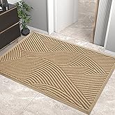 HIYARD Sturdy Front Door Mat, Absorbent Muddy Dirt Resist Welcome Door Mats Outdoor Indoor, Stain and Fade Resistant, Non-Slip Backing Entry Mat Low Profile Doormat for Entryway, 60&times;36, Beige