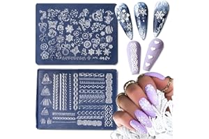 SUTOZMIWE Nail Art Silicone Molds, 2PCS Embossed Snowflake Sweater Knit Design DIY Manicure 3D Carving Template with Scraper, Resin Craft Making Tools Moulds for Women Nail Decoration