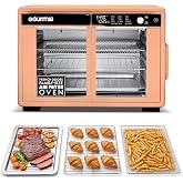 Gourmia Toaster Oven - 9-Slice Capacity, Digital Display, Peach | French Door Design Air Fryer Combo, 12 Cooking Presets, Adjustable Time &amp; Temperature, FryForce 360&deg;, Dishwasher-Safe Trays