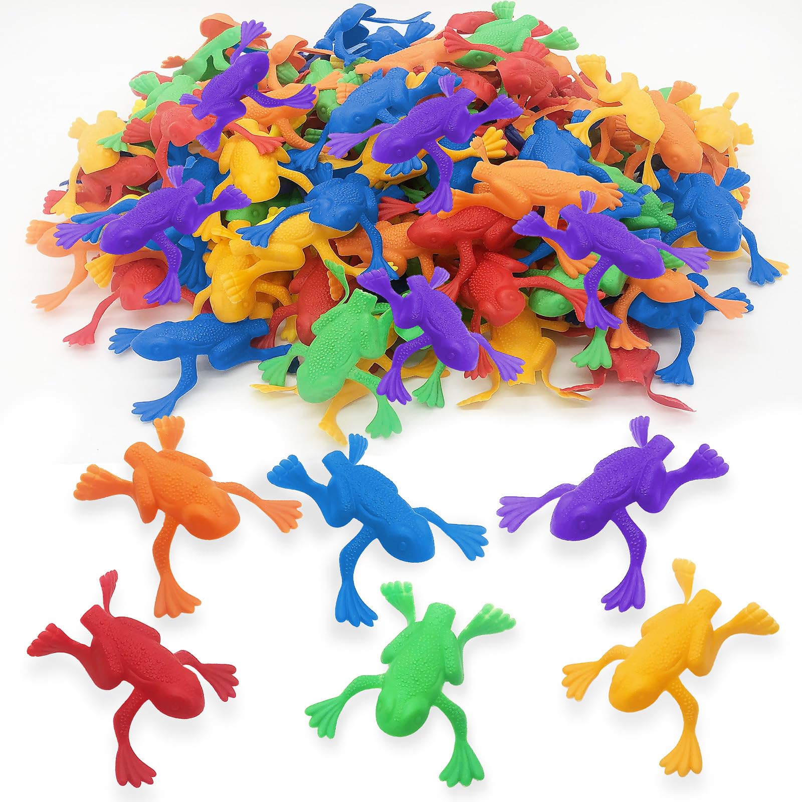 ArtCreativity 144pcs Jump n Leap Frog Toy - 2 Inch Assorted Colors, Cool Jumping Plastic Frogs for Kids - Vibrant Color Variety - Fun Frog Party Favors, Goody Bag Fillers