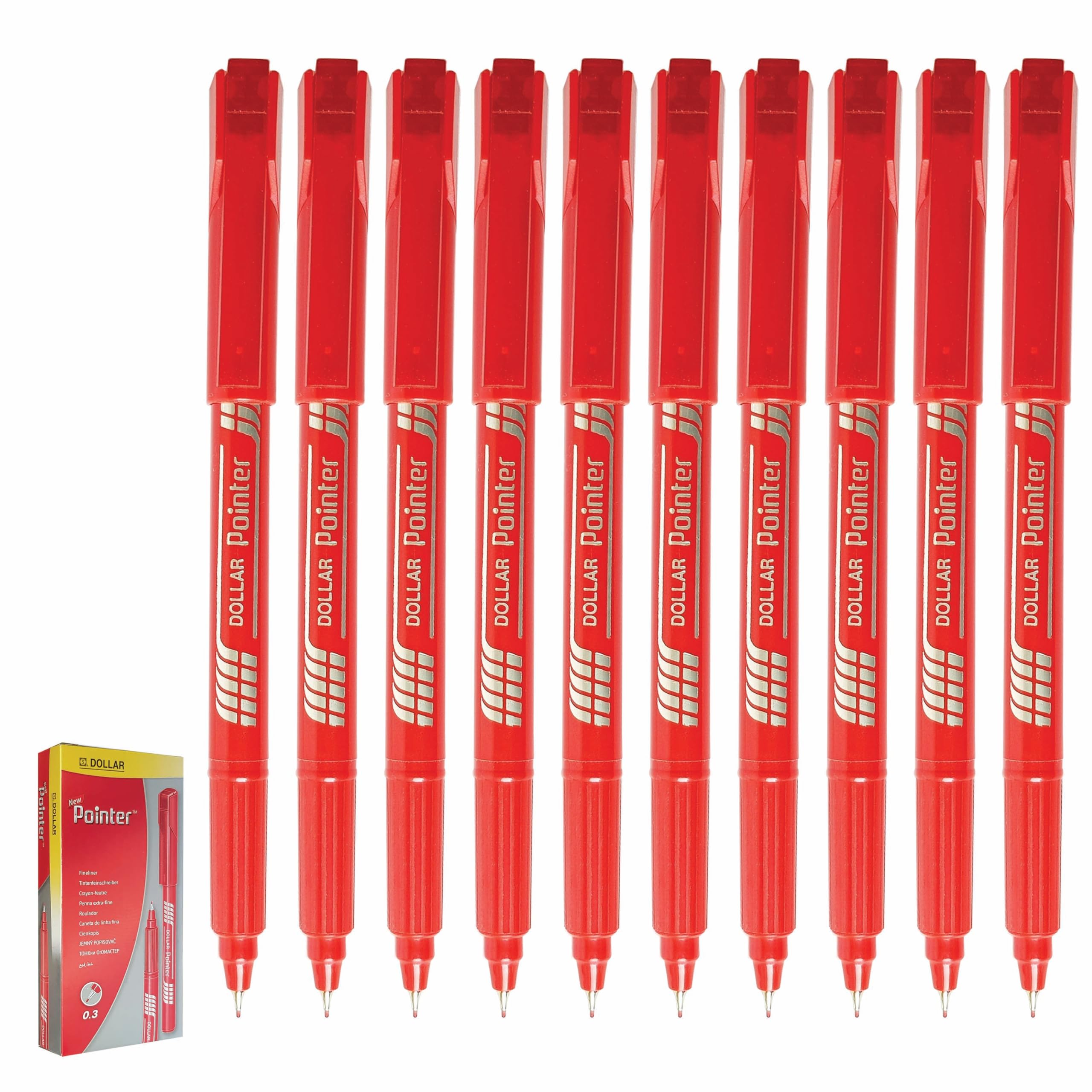 FT03MM Fineliner Pens, RED, Pack of 10, Ultra Fine Felt Tip Fineliners, 0.3mm Tips, Artist Fineliners for Draw Sketch Write and Taking Notes, iZOFAX