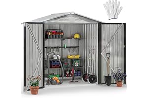 DWVO 6x4ft Metal Outdoor Storage Shed, Large Heavy Duty Tool Sheds with Lockable Doors & Air Vent for Backyard Patio Lawn to Store Bikes, Tools, Lawnmowers,White