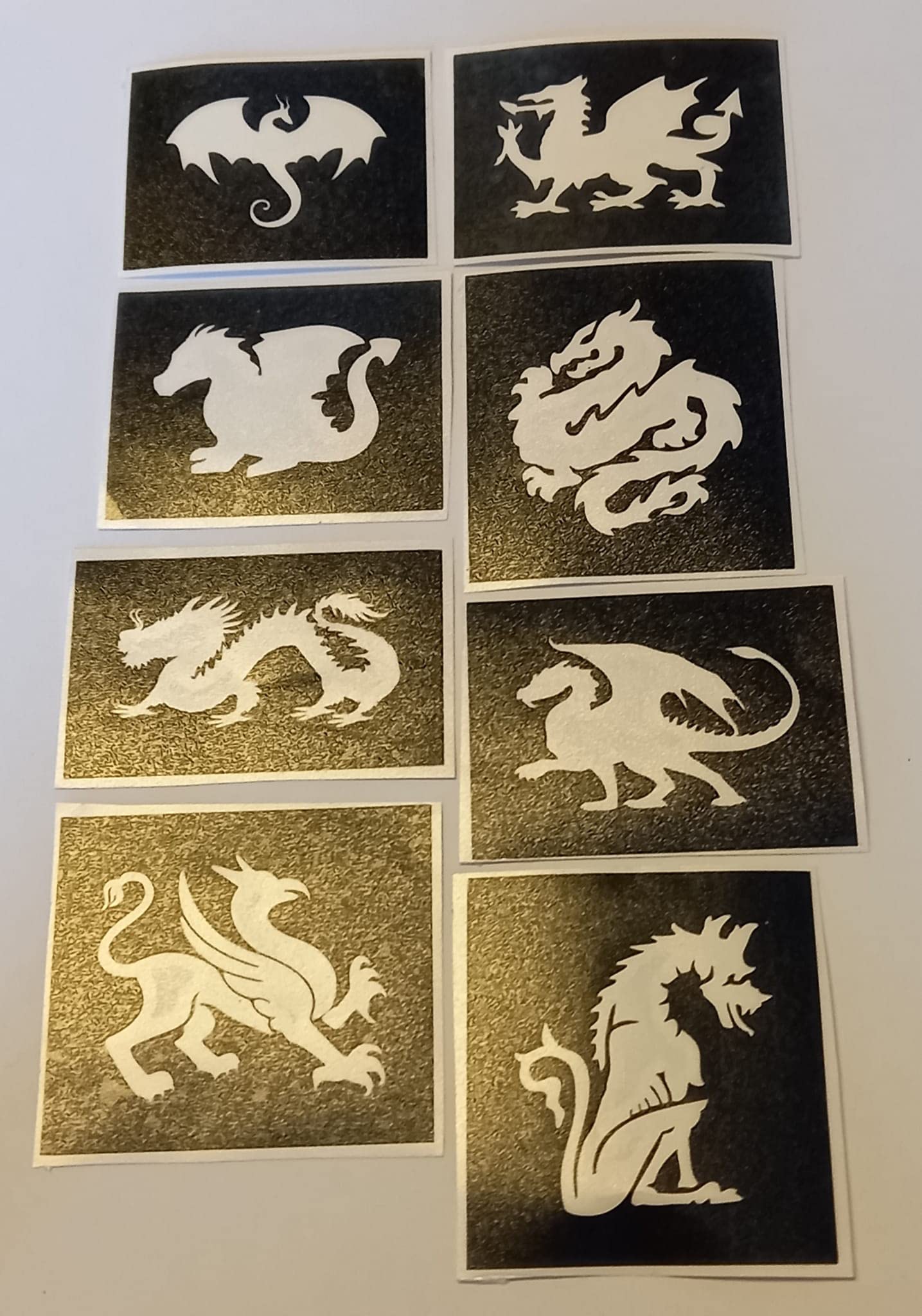 30 x Dragon Stencils for Glitter Tattoos/Airbrush Tattoos/Many Other uses