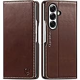 SHIELDON Wallet Case for Galaxy Z Fold 7 8.0-inch 2025, Genuine Leather, Flip Magnetic Closure, Kickstand, RFID Blocking Credit Card Slot, Shockproof Cover for Galaxy Z Fold7 - Retro Coffee