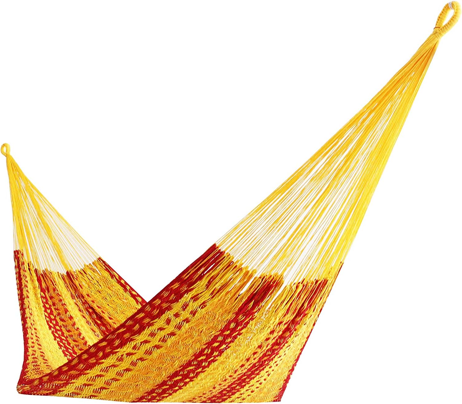 XXL Thick Cord Mayan Hammock 880LB Capacity Tequila (Red Orange Yellow) Cotton Handmade Artisan Crafted in Yucatan Fair Trade Certified