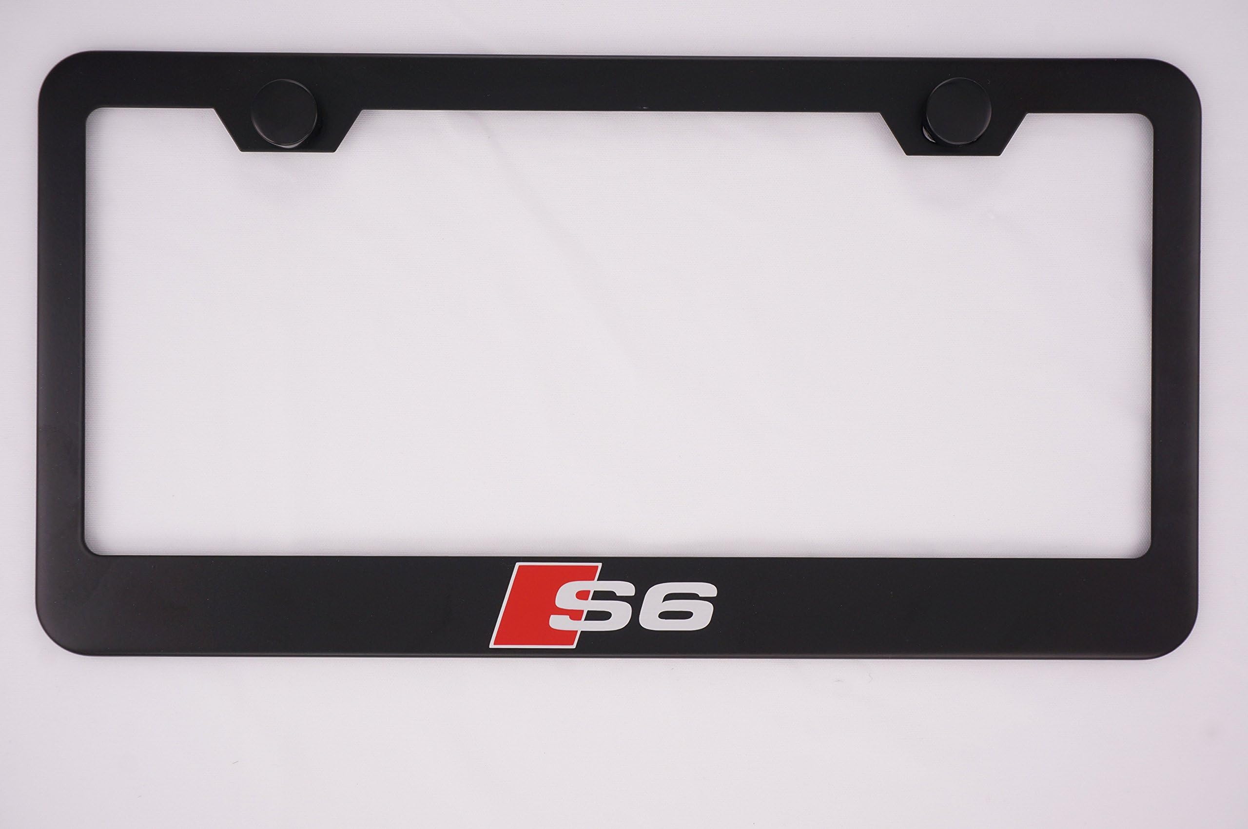 Fit Audi S6 Matt Black Liecnese Plate Frame with Caps