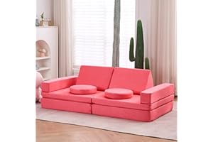 jela Kids Couch Extended Size 10PCS with futons, Floor Couch Floor Sofa Modular Furniture for Kids and Adults, Modular Foam Play Couch, Modular Sectional Sofa (Dubarry)