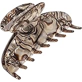 France Luxe French Hair Clip for Thick Hair, Large Couture Claw Clip for Women, Extra Strong Hold, Damage-Free Comfort, Elegant Faux Shell Design, Onyx Grey