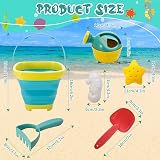 Zuimei Kids Beach Toys Foldable Bucket and Spade Set Molds Watering Can 6 pcs view 3