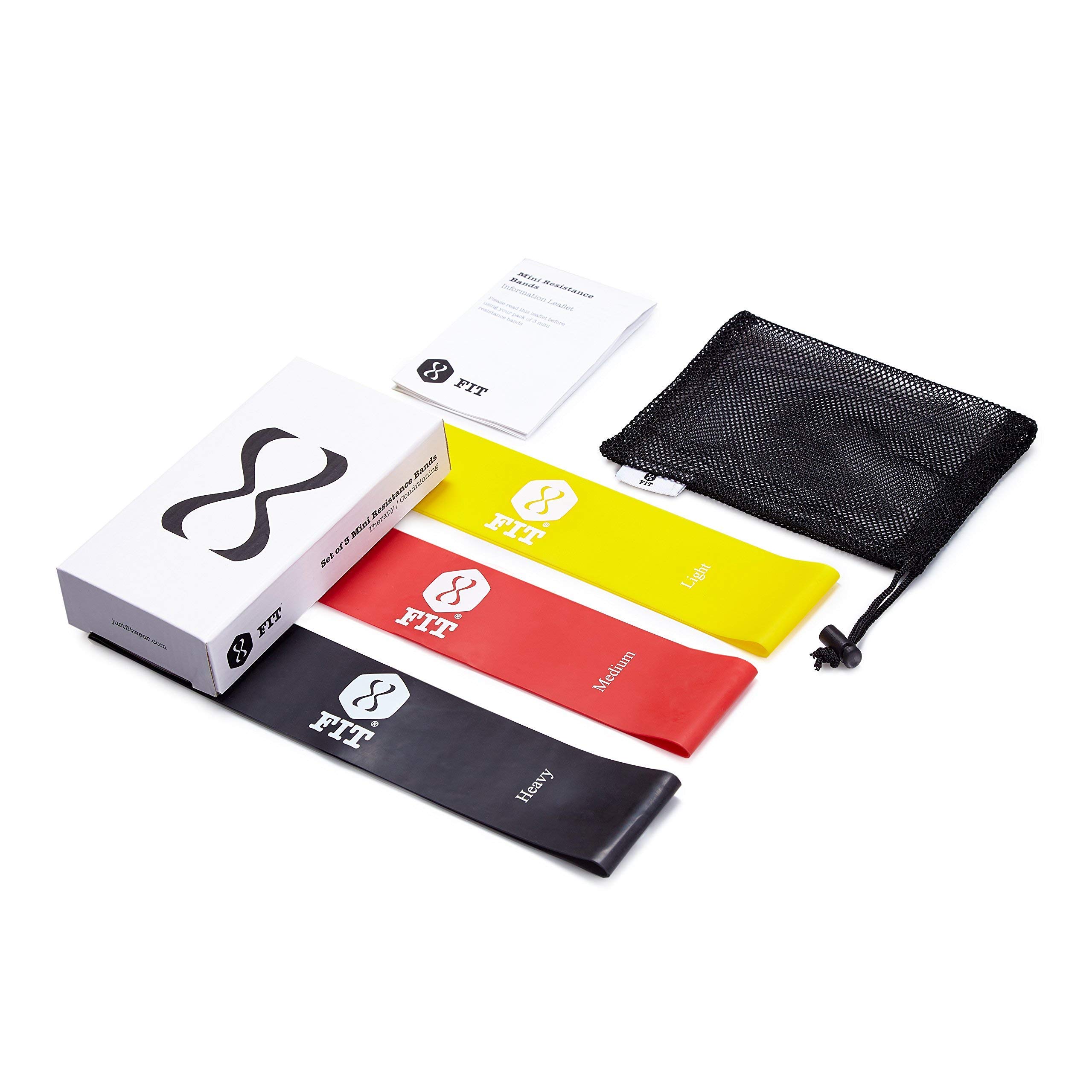 Just FIT Mini Resistance Loop Bands –Eco-Friendly, Therapy/Conditioning. Includes Little Book of Exercises & Instructions from Top Women's Health Trainer