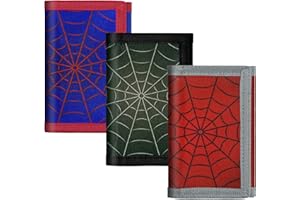 sundee RFID Blocking Wallet,3 Packs Kids Wallet Bulk,Mini Trifold Coin Purse Cartoon Wallet,Front Pocket Wallet with Zipper for Kids,Canvas Outdoor Sports Wallets with Magic Sticker - Red Net