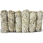 White Sage Sticks Pack of 6, Sage Smudge Kit 4'' Long Dried Sage Sticks for Meditation, Smudging and Cleansing, Getting Rid of Negative Energy, Sustainably Grown California Sage