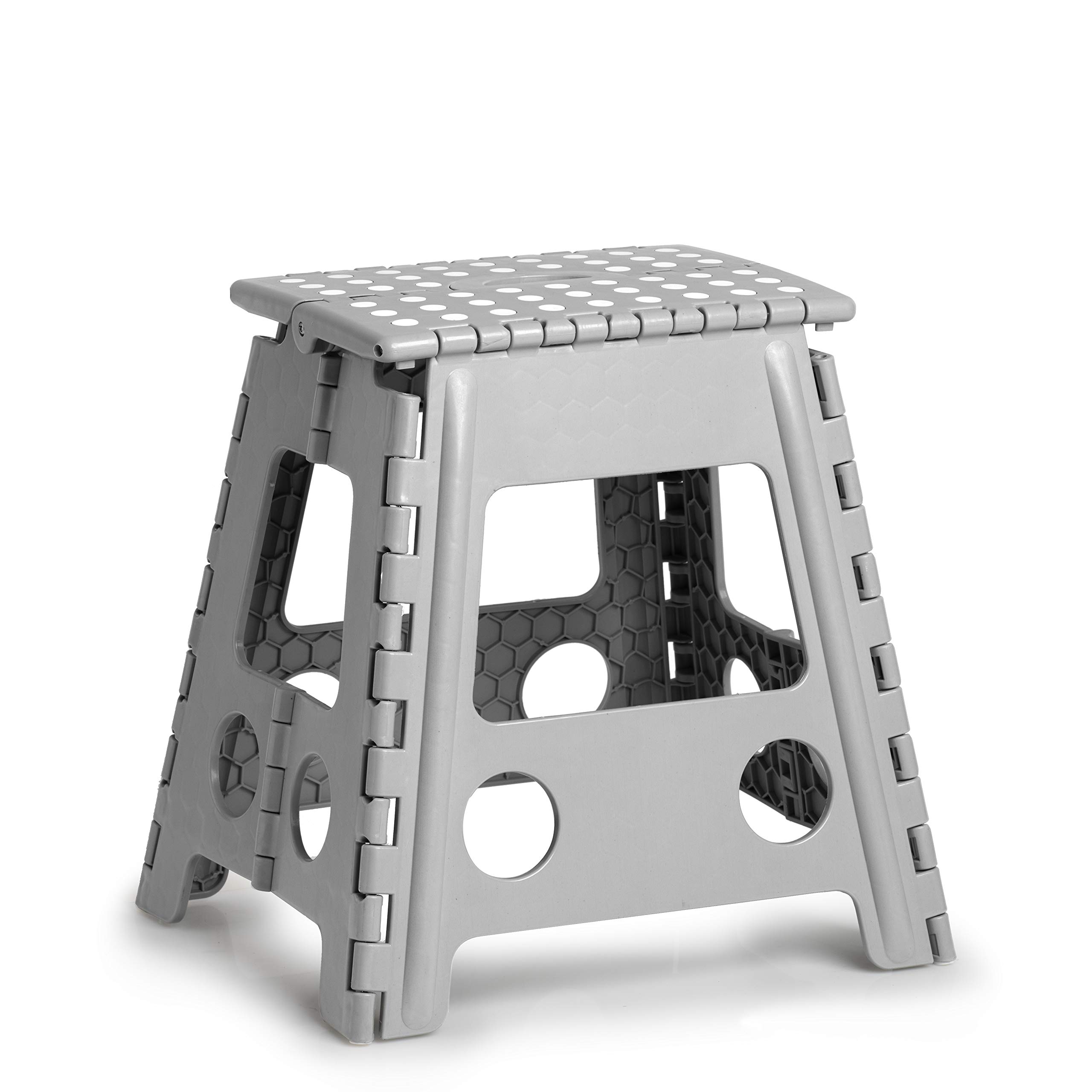 Zeller Present - Schöner Leben Practical Liven 13036 Premium Folding Stool Plastic Grey TÜV Tested Maximum Load 150 kg Approx. 38.5 x 31.5 x 39 cm Plastic Large