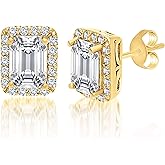 MIA SARINE Sterling Silver Cubic Zirconia Halo Stud Earrings for Women