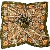 EIysee 35 x 35 Women's Fashion Pattern Large Square Silk Like Hair Scarf Head Sleeping Wrap Satin Neck Bandana for Gift…