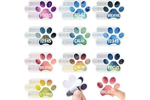 Crtiin 100 Pcs Sensory Strips Anxiety Calm Stickers Fidget Stress Breathing Stickers Sensory Stickers Different Textures Rough Tactile Tape for Kids Adults Desk Anxiety Relief(Paw)