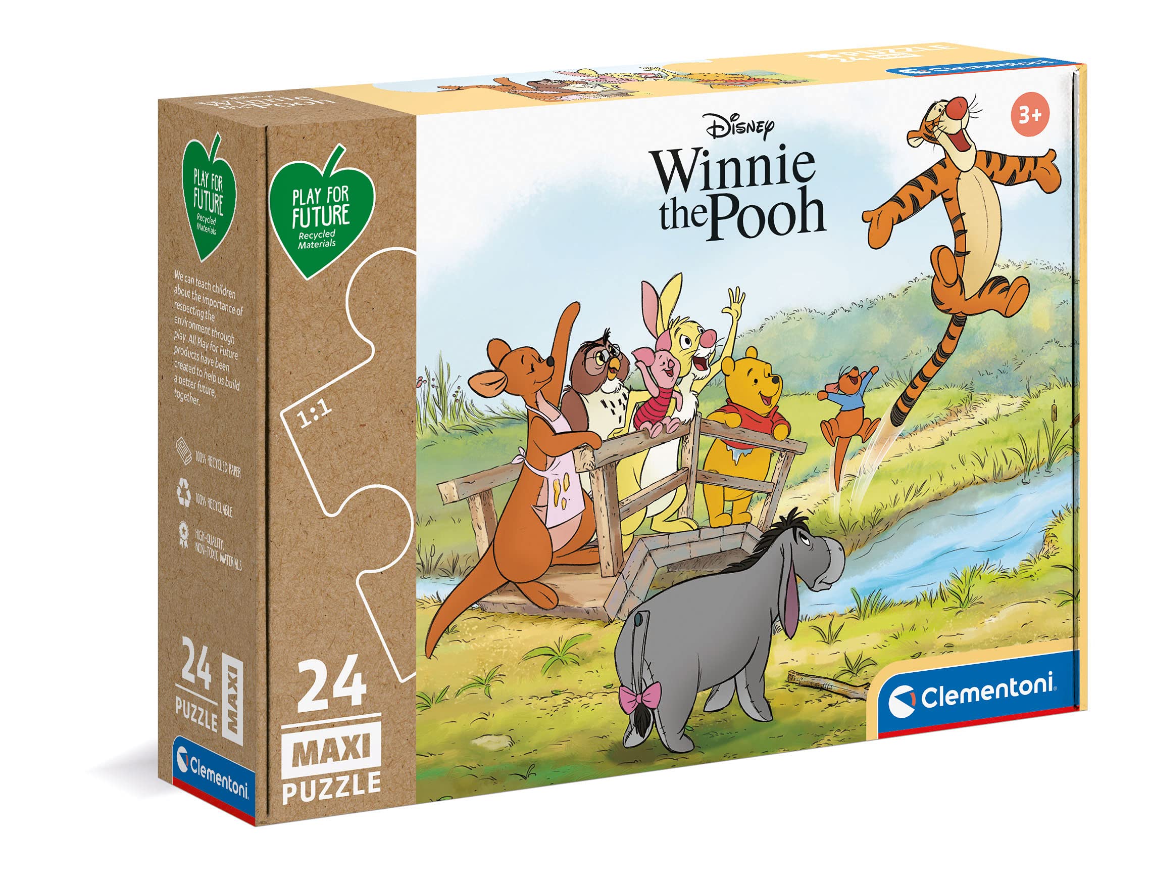 Clementoni - 20259 - Winnie The Pooh - 24 maxi pieces - Made in Italy - 100% recycled materials, jigsaw puzzle for kids