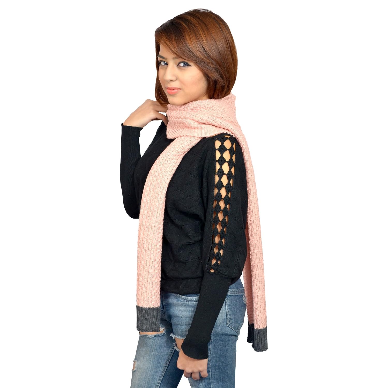 513 knitted self design women's muffler