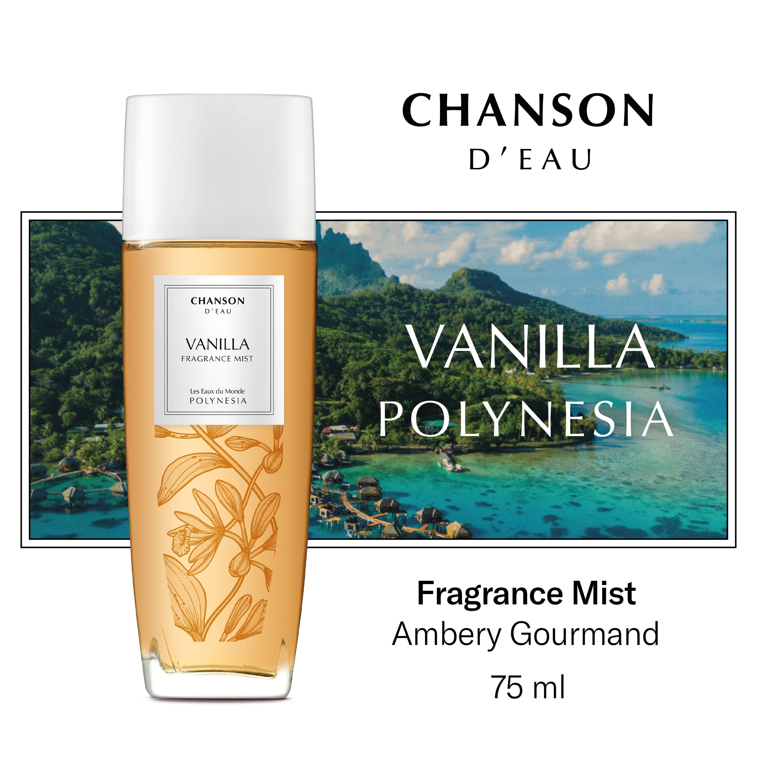 Chanson Vanilla Hair & Body Mist for Women 2.5 fl oz (Pack of 1), Notes of Pear, Sugar, and Vanilla, Women\'s Fragrance, Long Lasting, Everyday Fragrance, Travel Size
