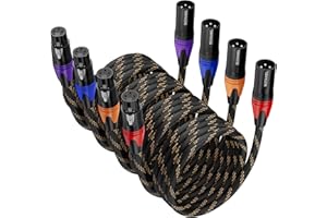 BEZOKABEL XLR Cables, XLR Cables 3ft 4 Packs, Microphone Cable Male to Female Nylon Braided 3 Pins XLR Speaker Cable
