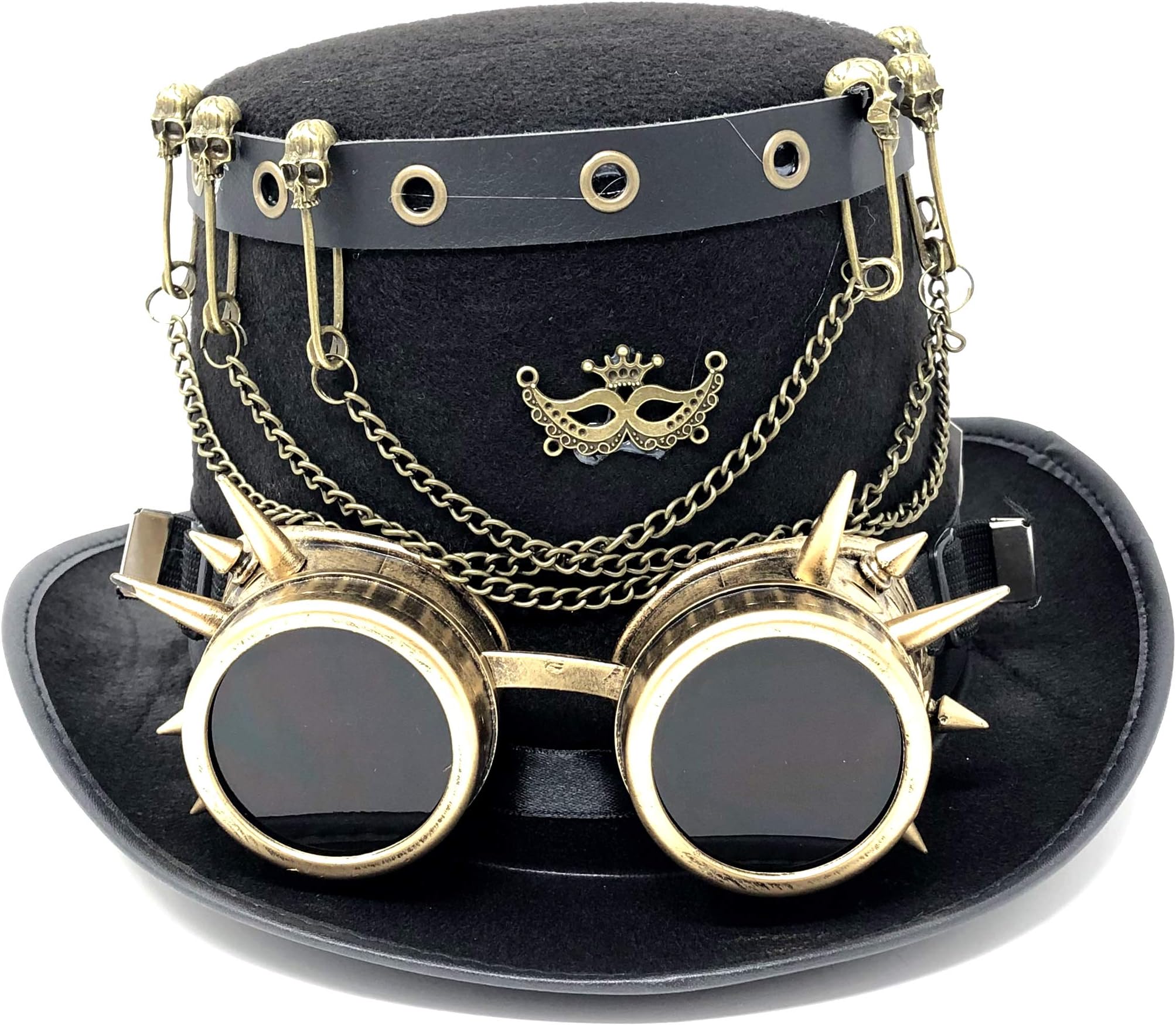 Storm buy ] Steampunk Style Metallic Top Hat Scientist Time Traveler Feather Halloween Costume Cosplay Party with Goggles