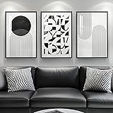 Framed Black and White Boho Abstract Wall Art for