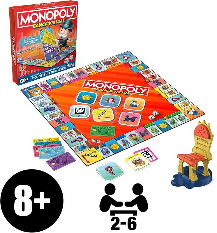 , Monopoly Banca Virtual, Juego Electrónico Familiar, App Gratuita, Fiestas con Familia y Amigos, Inversión y Estrategia, Juego de Mesa para Niños y Niñas de 8 Años o Más