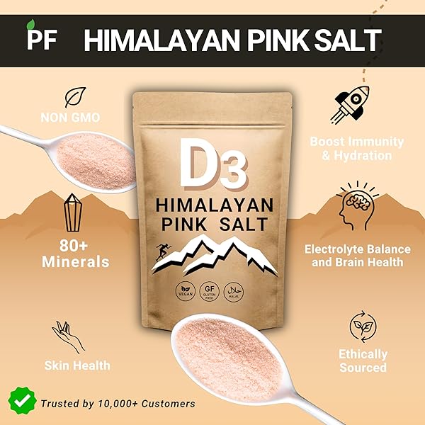 PLANTING FOODS HIMALAYAN PINK SALT WITH VITAMIN D3 – ORGANIC, VEGAN, KOSHER SALT, LAB TESTED, FINE GRAIN 16OZ | UNREFINED MINERAL-RICH COOKING SALT & NATURAL ELECTROLYTE BOOST