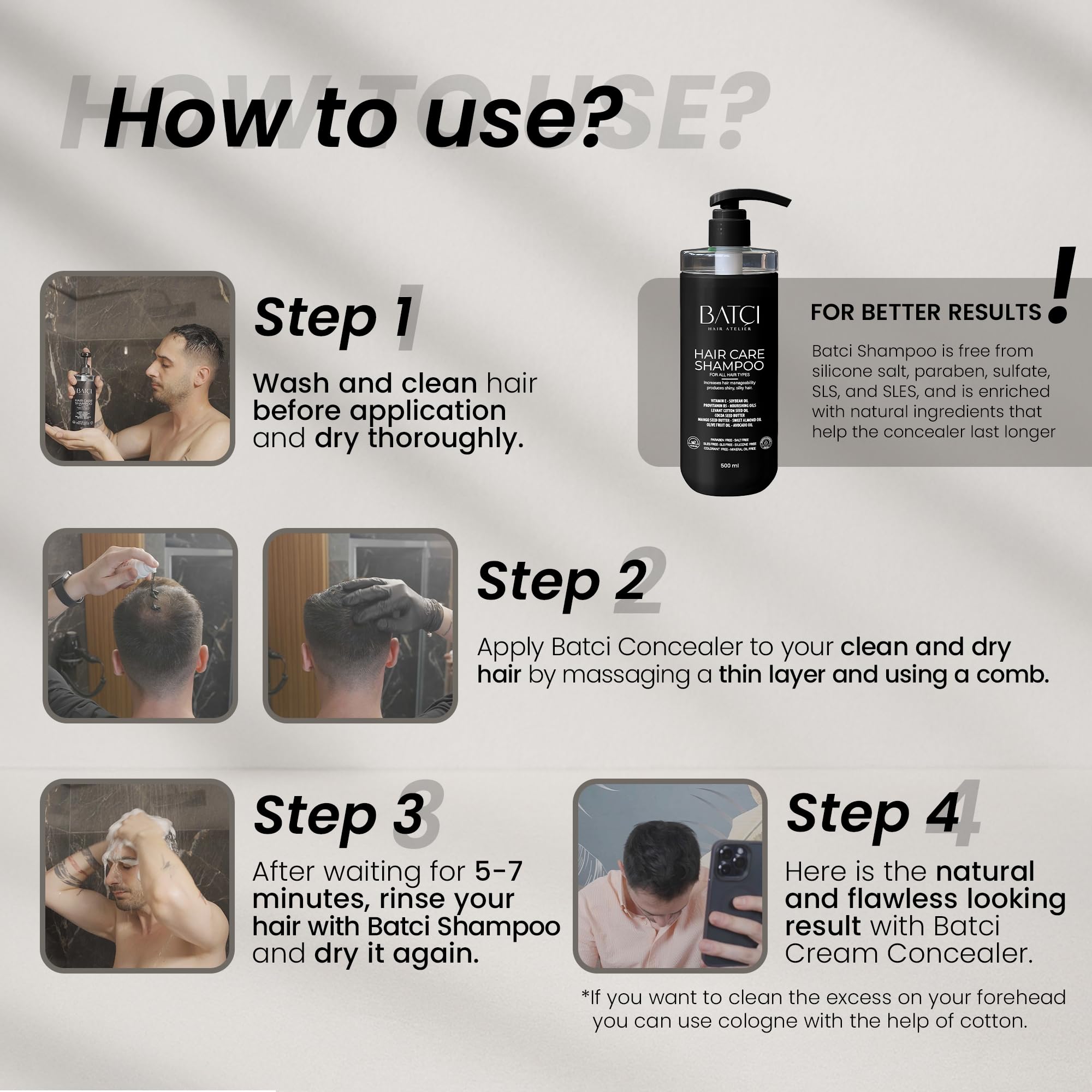 Batcı Hair Concealer & Filling Cream for Bald Spots & Thinning Hair – Waterproof, Sweat-Proof Scalp Coverage – Natural Root Touch-Up Cream for Men & Women – 30ml