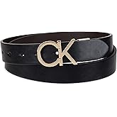 Calvin Klein Women's Two-in-One Reversible CK Monogram Plaque Buckle Dress Belt (Regular and Plus Sizes)