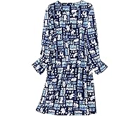 American Trends Womens Long Sleeve Nightgowns Sleep Shirts Night Shirts Night Gown House Dresses Ladies Night Dress