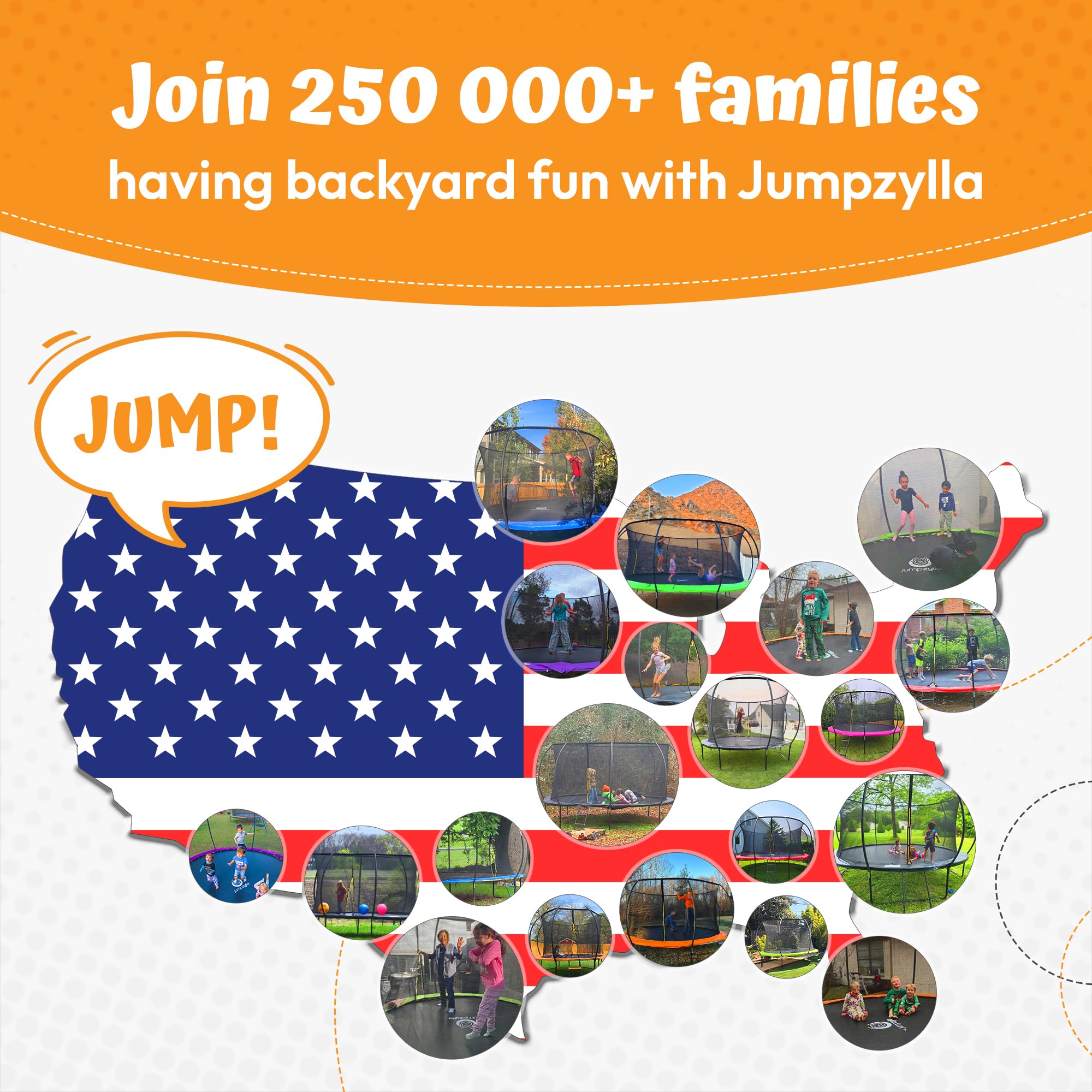 JUMPZYLLA Trampoline Outdoor 8FT 10FT 12FT 14FT 15FT 16FT with Enclosure and Ladder, ASTM Approved Recreational Trampoline for Kids and Adults, Anti-Rust Coated Frame