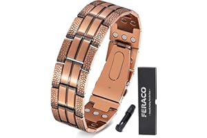Feraco Copper Bracelet for Men 3X Strength,Magnetic Therapy Bracelet Copper Jewelry with Powerful 3800 Gauss Magnets