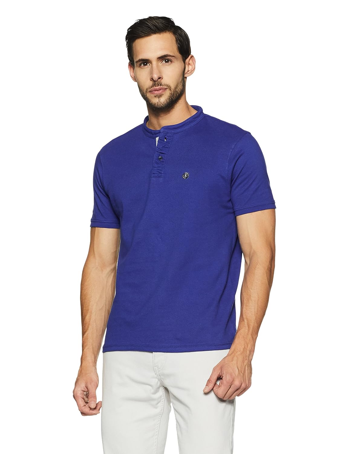 symbol amazon brand men's chinese collar cotton polo t-shirt