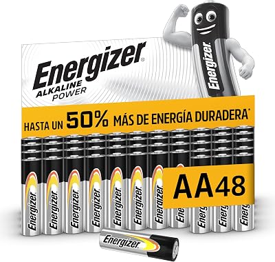 Pilhas energizer aa, energia alcalina, pacote com 48, bateria dupla a, exclusivo da amazon (a embalagem pode variar)
