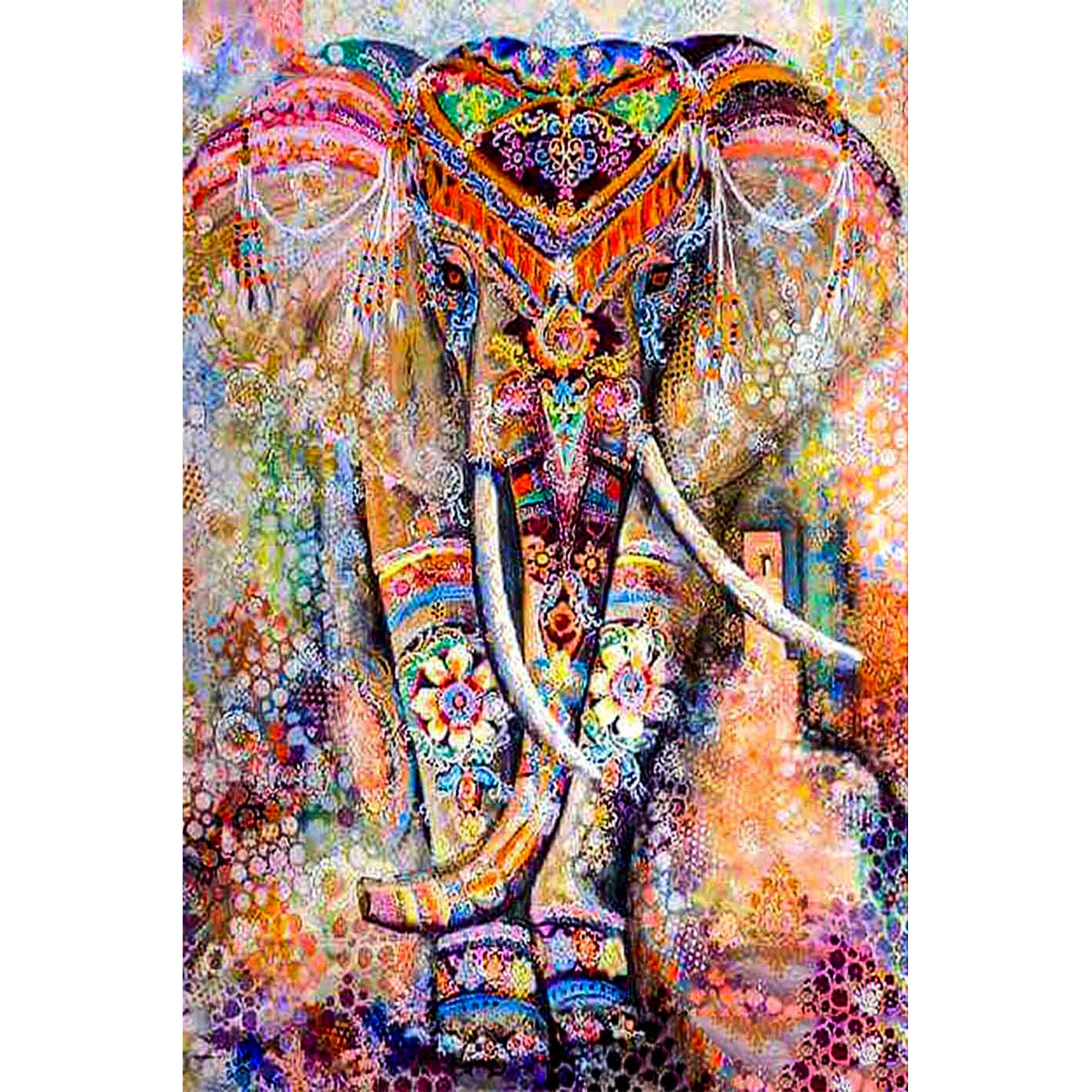 5D Diamond Paint Kit, Elephant DIY Crystal Embroidery Painting, Full Drill Diamond Cross Stitch Painting, Colorful Paintings Pictures Art Craft for Home, Wall Decoration