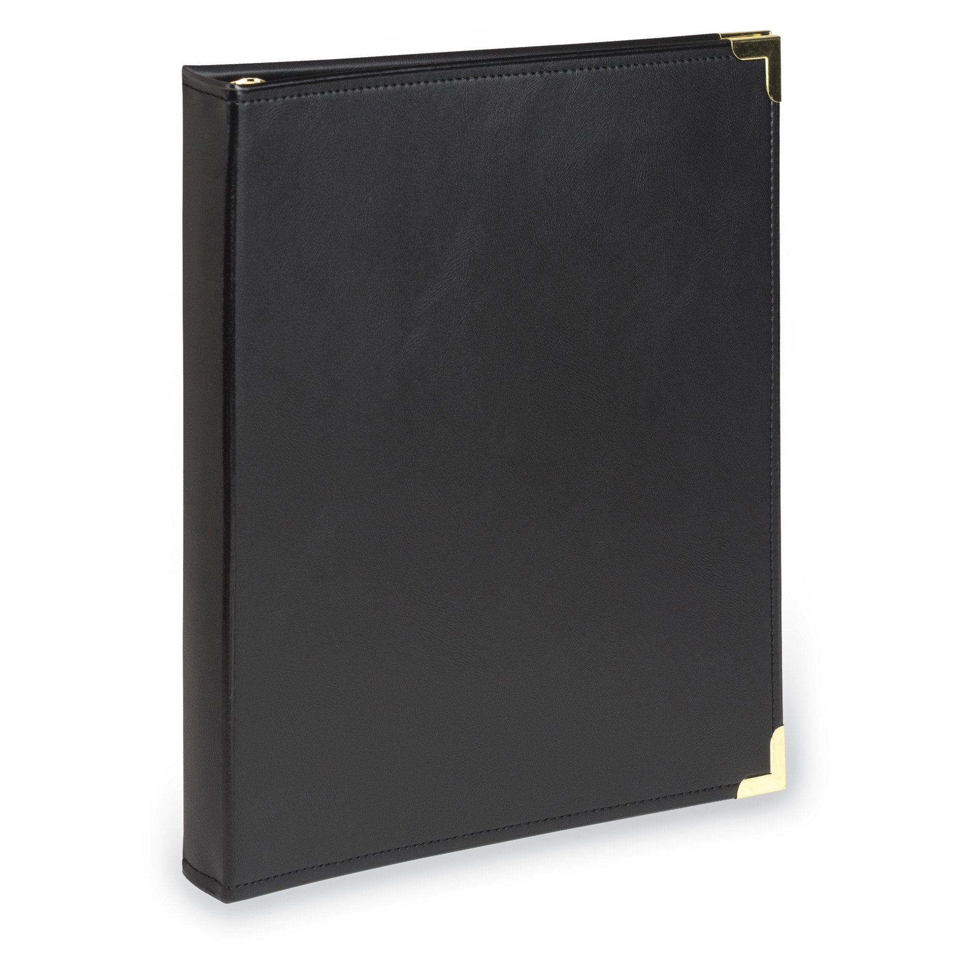 Samsill Classic Collection Leather 3 Ring Binder, Executive Presentation Portfolio, 0.5 Inch (Holds 100 Sheets), Brass Round Ring, Black — image 1