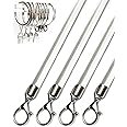 OooWow 36 inch (4 Pack) Steel Cap Round Base Acrylic Curtain Pull Wand - Clear Curtain Wand - Invisible Drapery Wand - Drapery Pull Rod (36 Inch)
