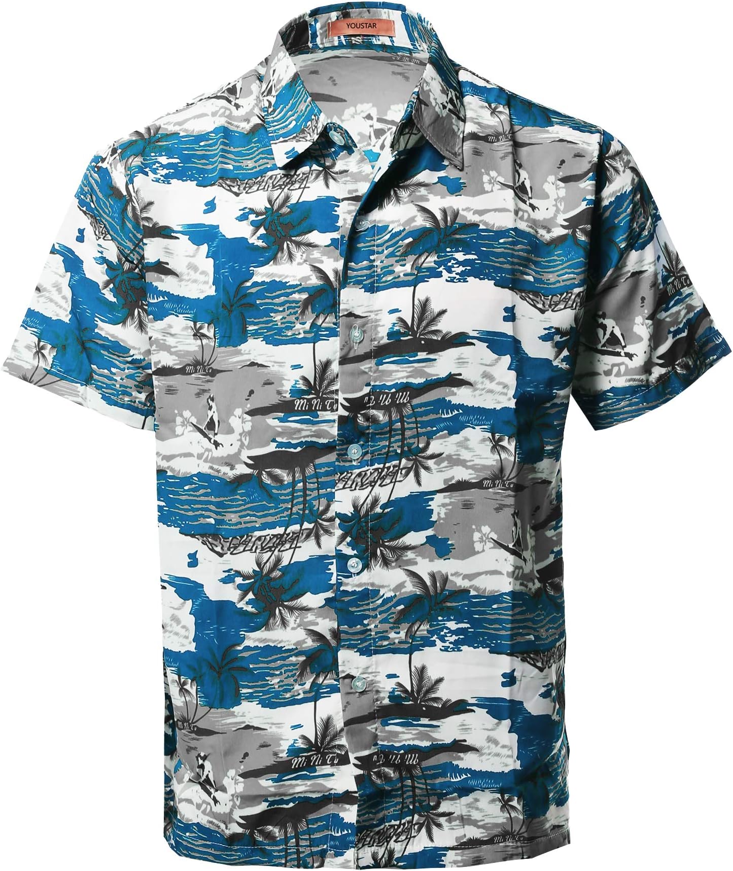 Youstar Men's Casual Hawaiian Print Button Down Short Sleeve Shirt