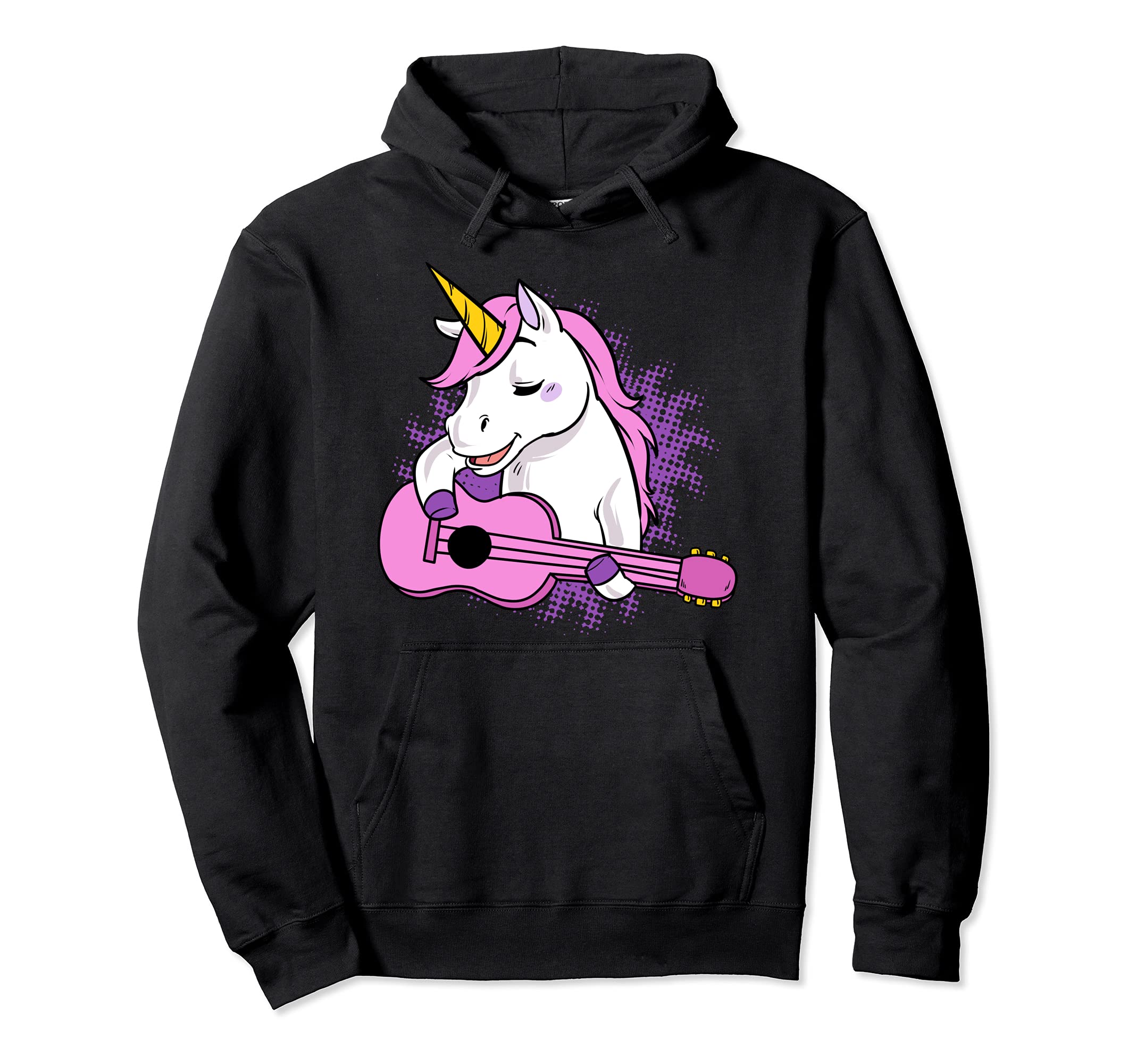 Funny Guitar Unicorn Musical Lute Mandolin Singing Unicorns Pullover Hoodie