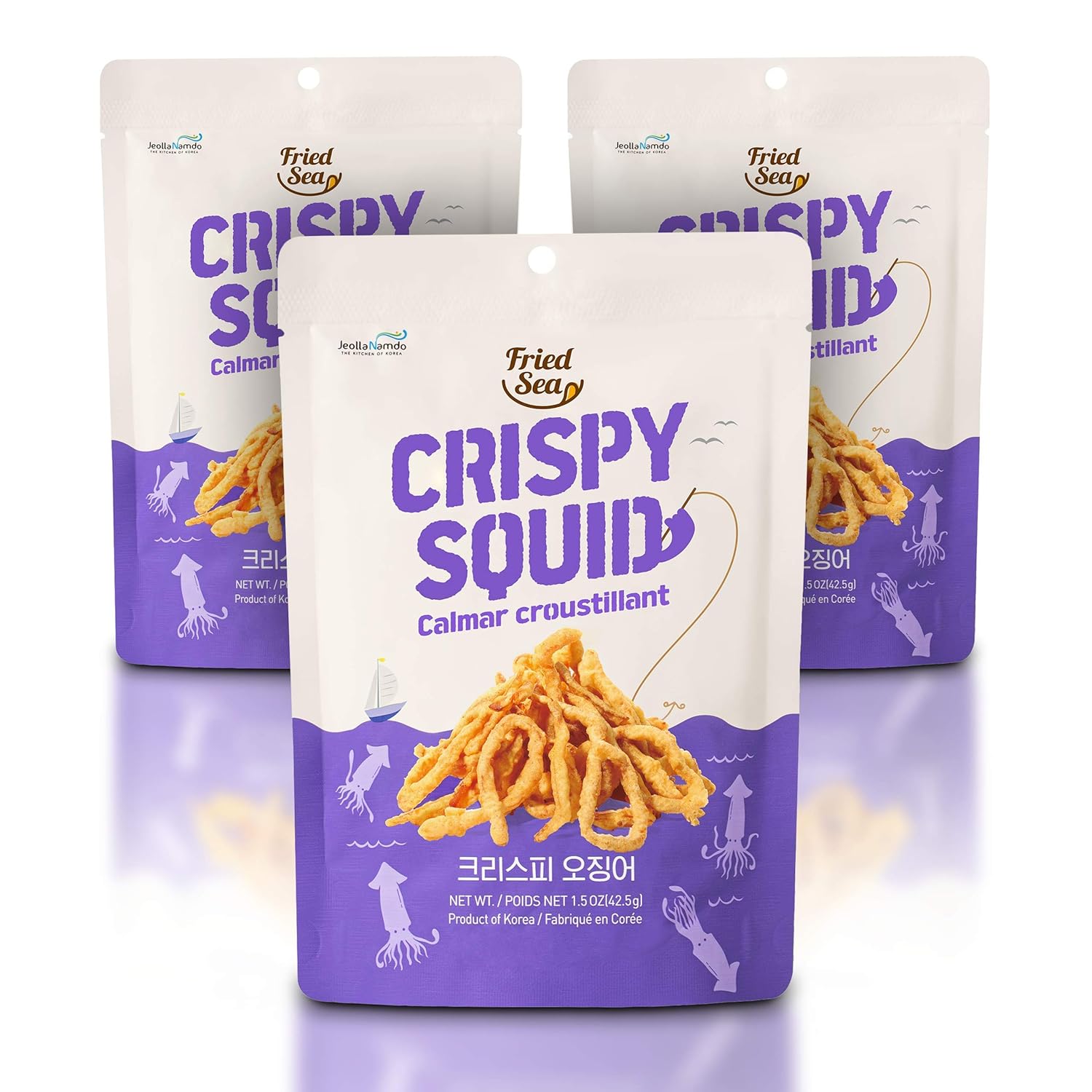 Calamari Chips Made with Real Squid [ 3 PACK ] Crunch + Crispy Healthy Snacks, Low Calorie Finger Food, Asian Snack ON THE GO by [FRIED SEA] <180 calories=