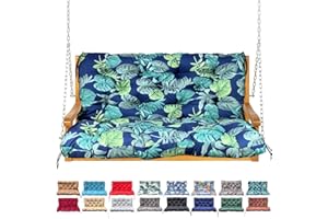 Porch Swing Cushion with Backrest,Waterproof Bench Cushion for Outdoor Furniture,2-3 Seater Replacement Thickened Swing Cushi