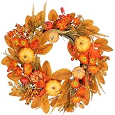 19inch Fall Wreaths Front Door Decor for Thanksgiving Autumn Home Outdoor | Artificial Pumpkins Berry Fall Wreaths Hanging for Harvest Porch Farmhouse Decorations