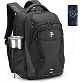 Swissdigital Design Laptop Backpack for Men Fit 15.6" Computer SD1695-01 | Business Work Backpack, Travel Bag, College Bag with TSA, USB Charging Port, RFID Protetion Pocket, Black, TERABYTE NG
