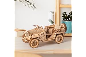 ROKR Model Car Kits Wooden 3D Puzzles Model Building Kits for Adults-Educational Brain Teaser Assembly Model for Adults to Build, Desk Decor/DIY Hobbies for Teens&Kids (Jeep Wrangler/7.5 * 4 * 3.5)
