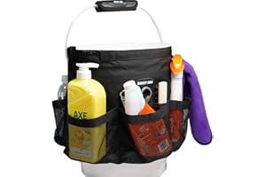 MELOTOUGH Bucket Car Wash Tool Organizer for Garden Cleaning bucket organizer Water-resistant Mesh Pockets for Clean Supplier, Car Wash Supplier Tools Fit 3.5 to 5 Gallon Bucket (Black)
