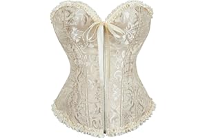 COSWE Lace Up Corsets for Women, Sexy Corset Lingerie for Women,Front Zipper Corset Top for Women